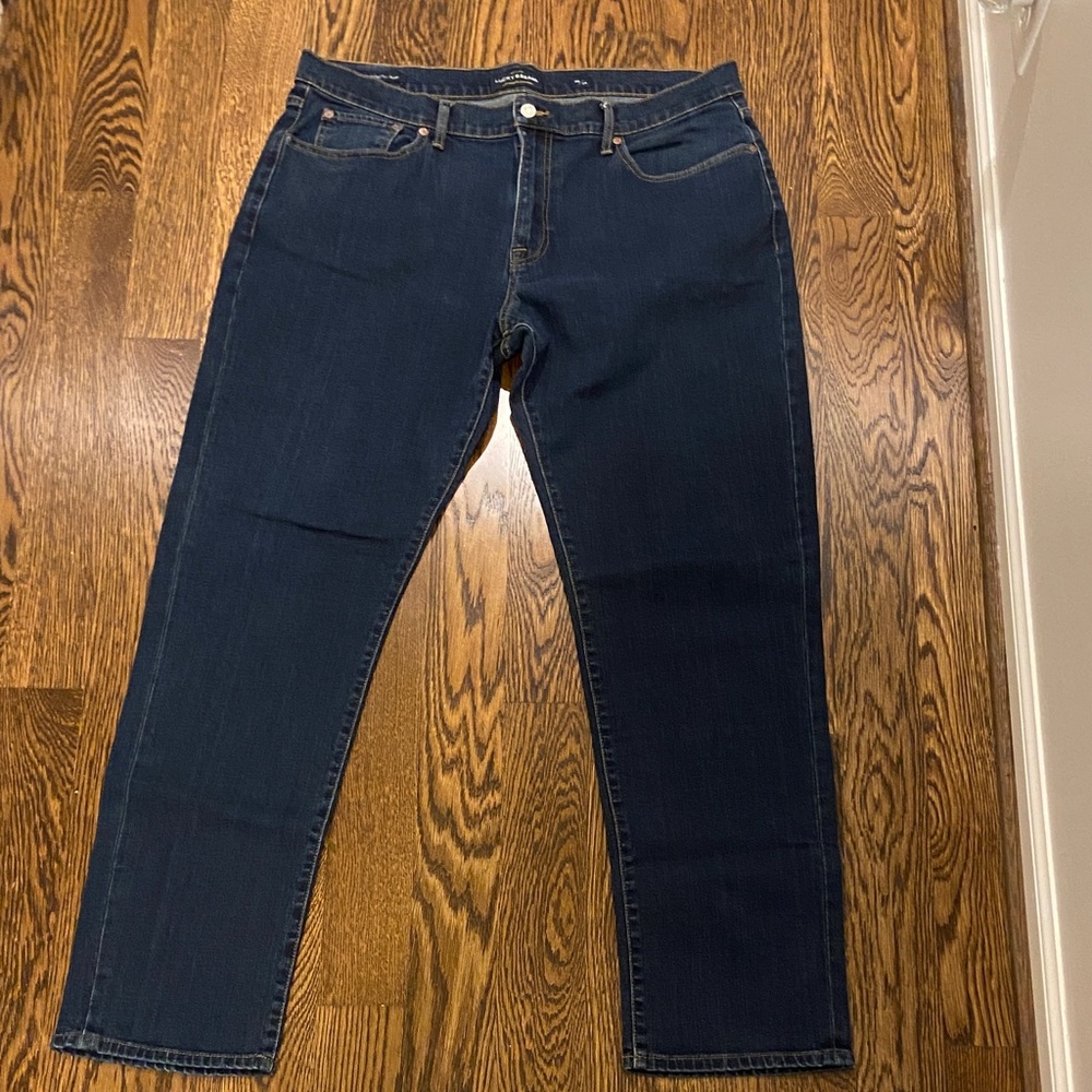 Lucky Brand Dark Indigo 410 Athletic Slim Straight Jeans 38x34